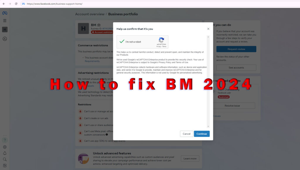 How to fix FB BM 2024 work 100%